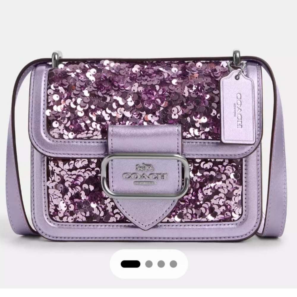 SOLD OUT NWT Coach Lilac Sequin Morgan Square Crossbody bag - Picture 1 of 16